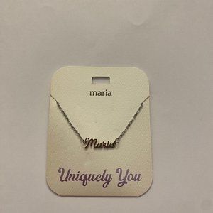 NWT Maria Personalized Name Silver Pendant 16-20" Necklace Uniquely You